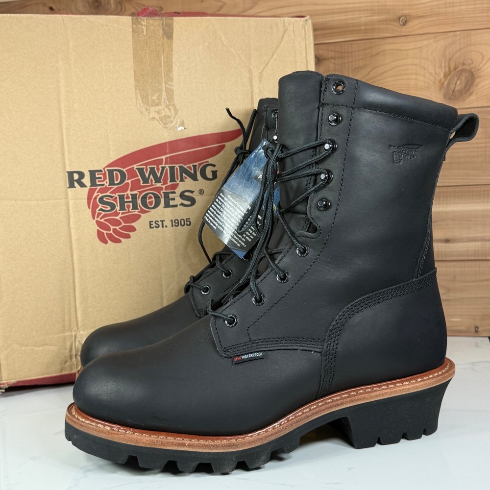 Red Wing 4416 Mens Logger Boots Black Leather Steel Toe Waterproof 10 EE NEW